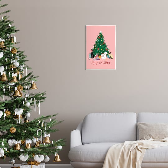 Stupell Industries Merry Christmas Holiday Cats Wall Plaque Art